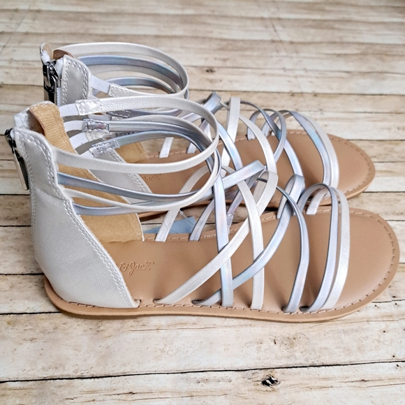 Cat & Jack Girl's White Dion Strappy Back Zipper Gladiator Sandals Sz 4 - Picture 9 of 11